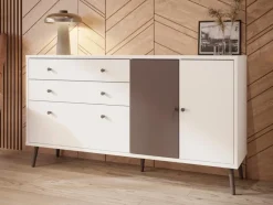 Kommoden|FORTE Sideboard Harllson Weiß / Grau