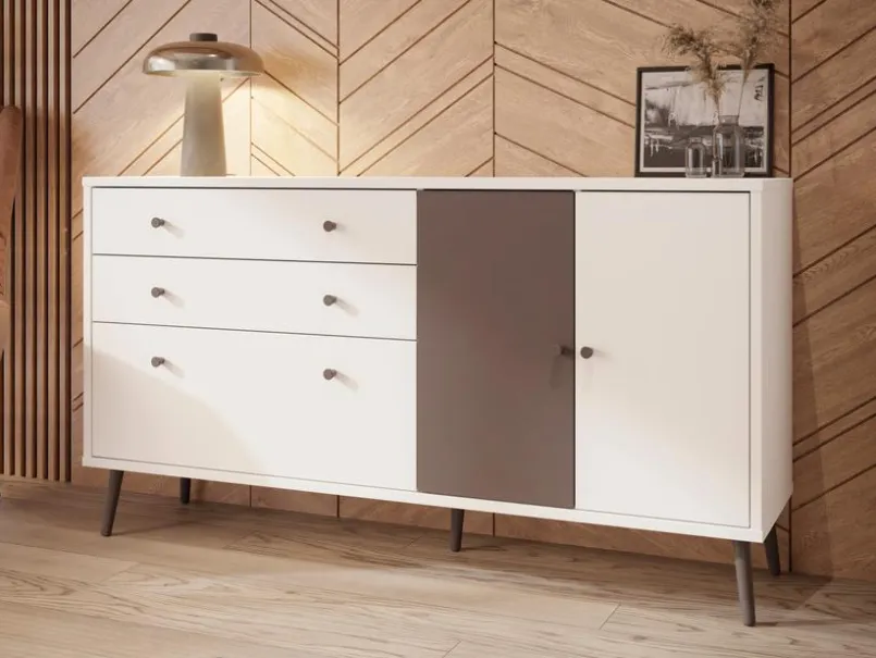 Kommoden|FORTE Sideboard Harllson Weiß / Grau