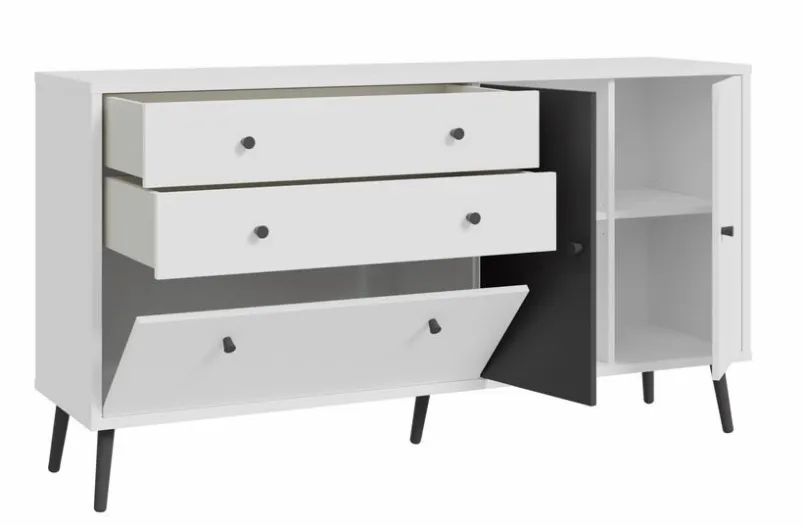 Kommoden|FORTE Sideboard Harllson Weiß / Grau