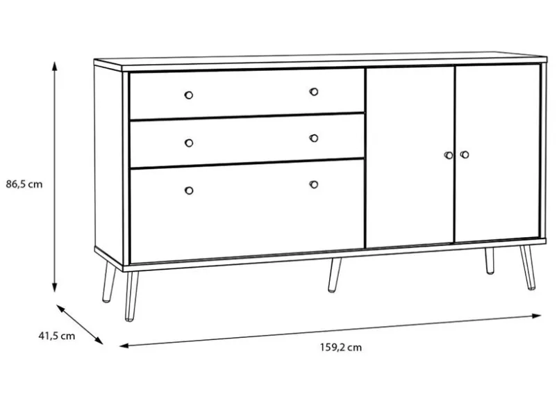 Kommoden|FORTE Sideboard Harllson Weiß / Grau