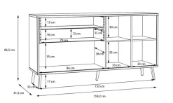 Kommoden|FORTE Sideboard Harllson Weiß / Grau