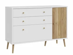 Kommoden|FORTE Sideboard Harllson Weiß / Eiche