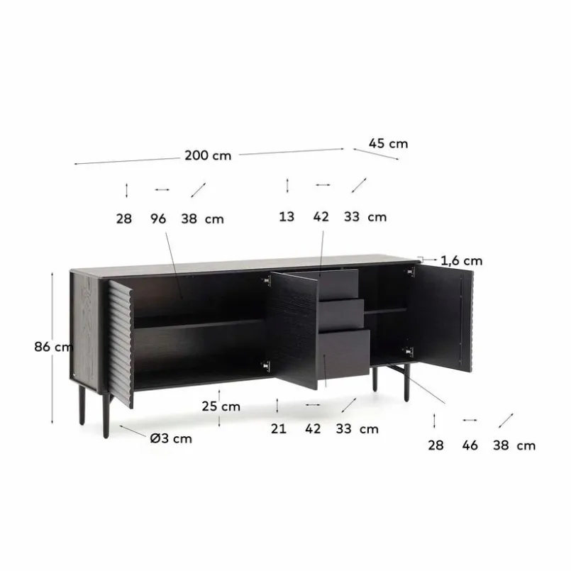 DAHEIM Kommoden-Sideboard Lenon Schwarz