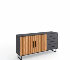 Elfo Kommoden|Kommoden-Sideboard Stella Anthrazit / Eiche