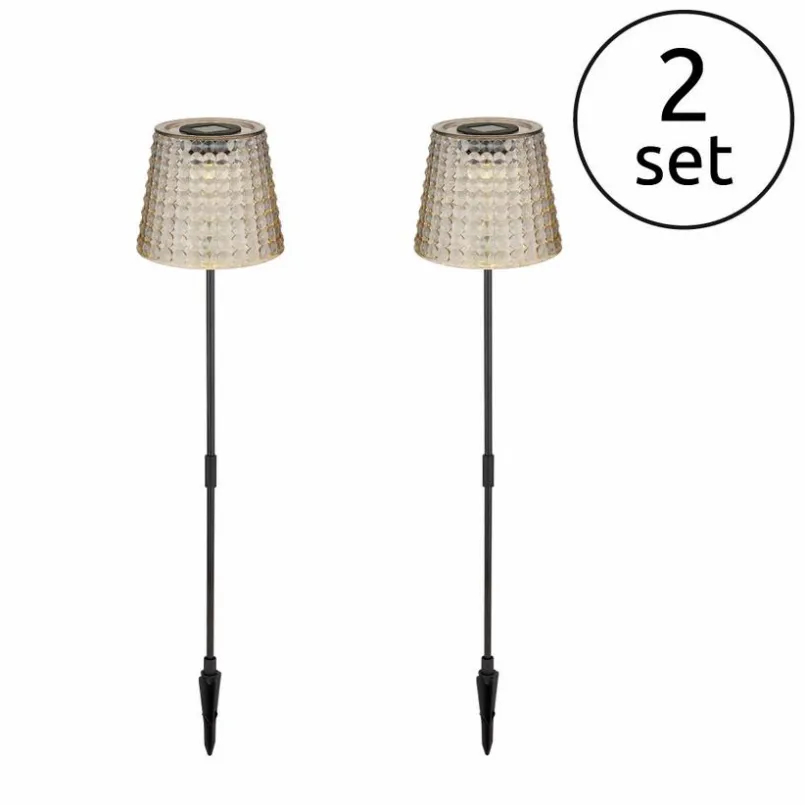 Globo Led-Solarleuchten|Led-Solarleuchten-Solar-Erdspieß 2-er Set Grau