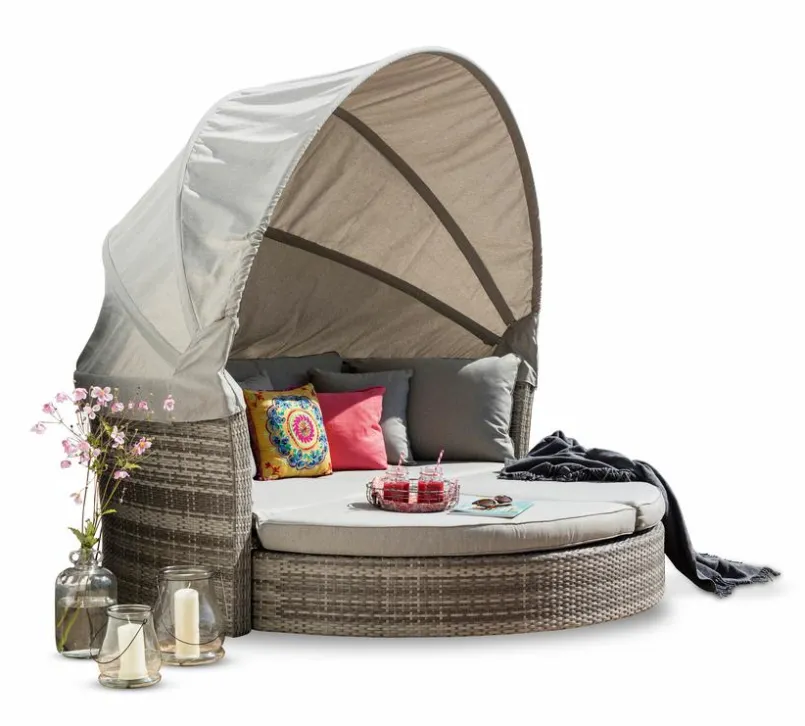 Loungeliegen|Sonneninseln| Sonneninsel Barbados, Polyrattan Grau