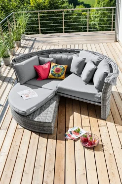 Loungeliegen|Sonneninseln| Sonneninsel Barbados, Polyrattan Grau