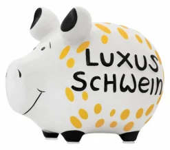 Dekodosen| Spardose Luxusschwein 12,5 x 9 cm Weiß