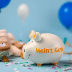 Dekodosen| Spardose Mein 1. Geld 12,5 x 9 cm Weiß