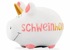 Dekodosen| Spardose Schweinhorn 12,5 x 9 cm Weiß