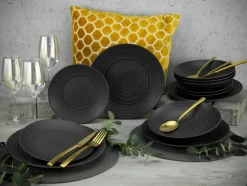 CreaTable Geschirr-Speiseteller Lava Stone Ø 27 cm Schwarz