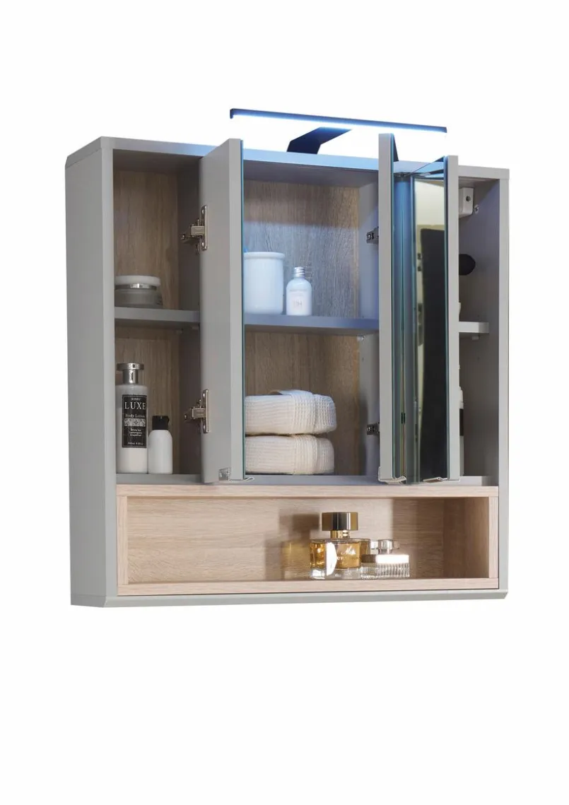 Spiegelschränke| Spiegelschrank Tunis Grau / Eiche