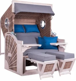 Strandkörbe-Strandkorb Seaside XL Weiß Kubu Beige