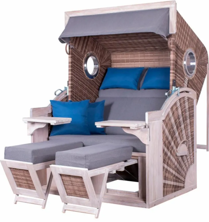 Strandkörbe-Strandkorb Seaside XL Weiß Kubu Beige