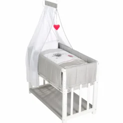 Stubenwagen & Babywiegen|Stubenwagen & Babywiegen|roba Baumann Stubenbettchen 4 in 1, 45 x 90 cm Grau / Weiß