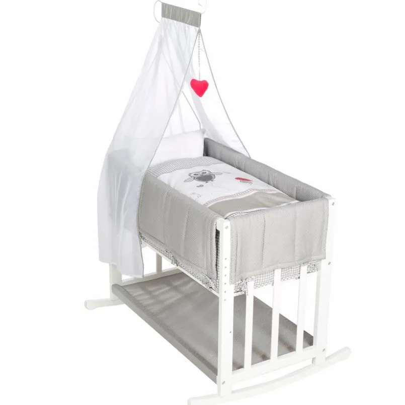 Stubenwagen & Babywiegen|Stubenwagen & Babywiegen|roba Baumann Stubenbettchen 4 in 1, 45 x 90 cm Grau / Weiß