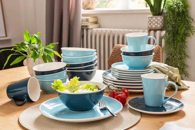 Geschirr-Suppenteller Basic Ø 22 cm Hellblau