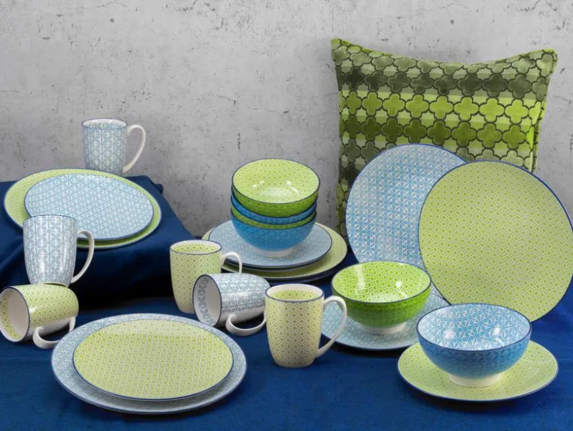 CreaTable Geschirr-Suppenteller Mediterran Ø 21 cm Blau