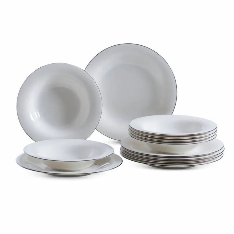 Villeroy & Boch Geschirr-Tafelservice Black Lines 12tlg. Weiß