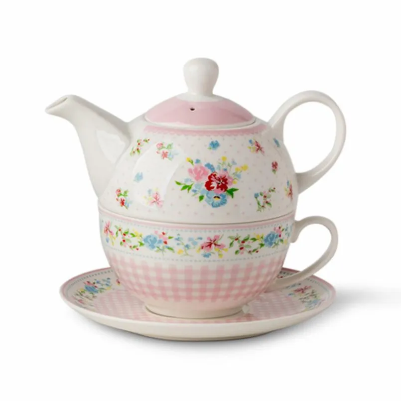 Kaffee & Tee-Teekanne Alexandra 3tlg. Rosa