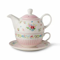 Kaffee & Tee-Teekanne Alexandra 3tlg. Rosa