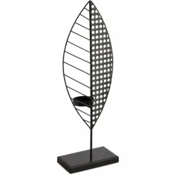 Teelichthalter|Teelichthalter| Teelichthalter Blätter 33,9 cm Schwarz