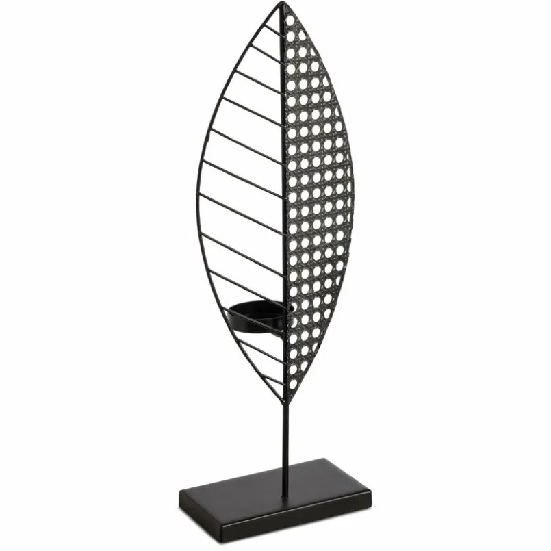 Teelichthalter|Teelichthalter| Teelichthalter Blätter 33,9 cm Schwarz
