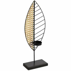 Teelichthalter|Teelichthalter| Teelichthalter Blätter 33,9 cm Schwarz