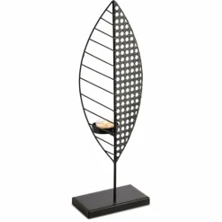 Teelichthalter|Teelichthalter| Teelichthalter Blätter 33,9 cm Schwarz