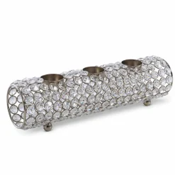 Windlichter|Teelichthalter-Teelichthalter Kristall 33,5 cm Silber