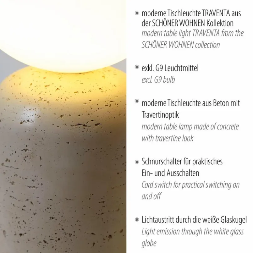 SCHÖNER WOHNEN-Kollektion Tischlampen-Tischleuchte Traventa Beige