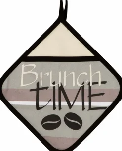 Ofenhandschuhe-Topflappen Brunch Time 20 x 20 cm Braun