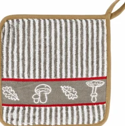 Ofenhandschuhe| Topflappen Waldpilze 22 x 22 cm Braun