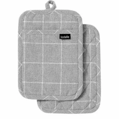 ladelle Ofenhandschuhe-Topflappen Eco Check 2tlg. Grau
