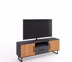 Kommoden|Wohnwände & Tv-Lowboards|Elfo TV-Lowboard Stella Anthrazit / Eiche