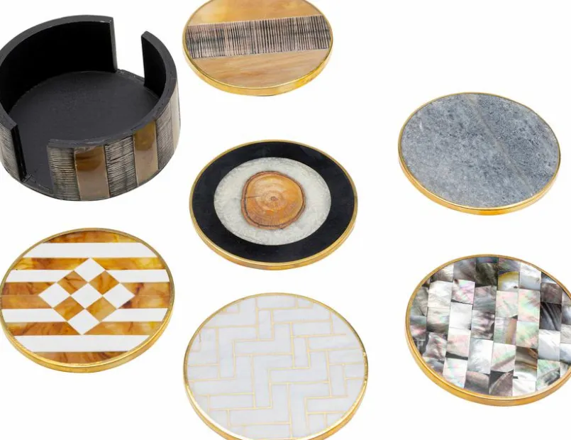 Bar- & Weinzubehör|KARE DESIGN Untersetzer Nature 6tlg. Gold