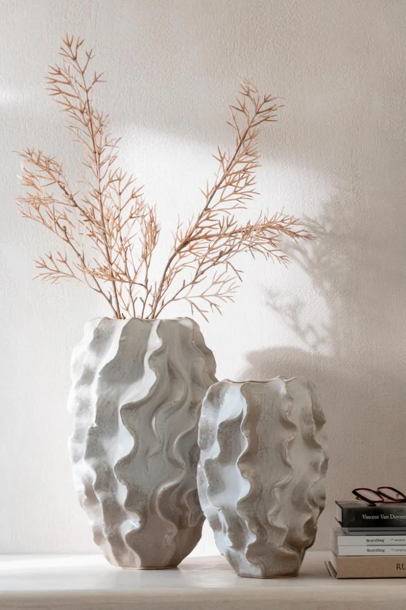 Vasen|Vasen|DAHEIM Vase Abstrakt 37,5 cm Beige