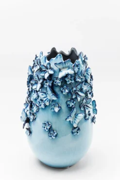 KARE DESIGN Vasen|Vasen-Vase Butterflies 35,5 cm Blau