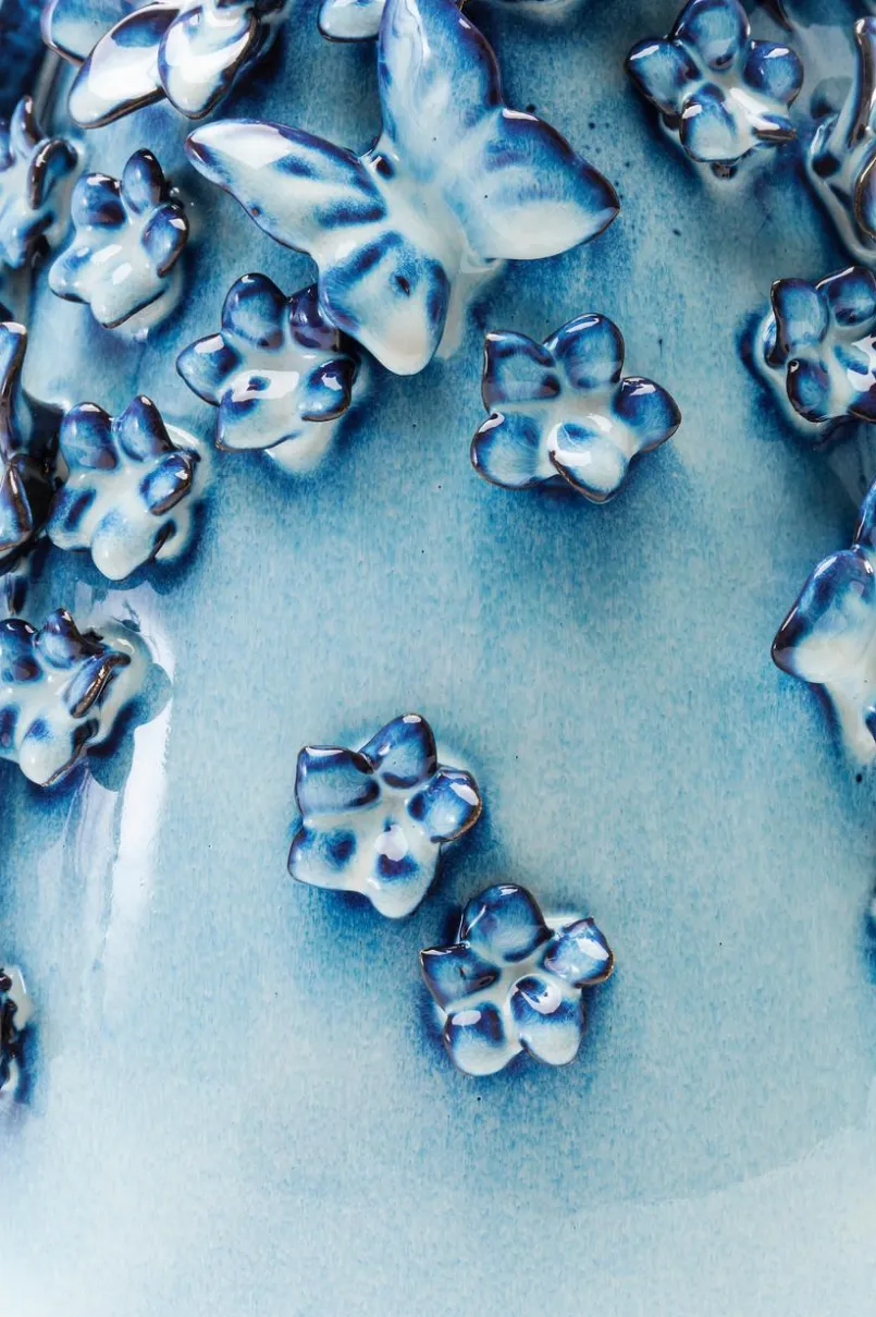 KARE DESIGN Vasen|Vasen-Vase Butterflies 35,5 cm Blau
