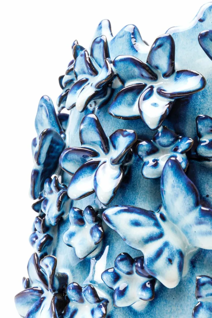 KARE DESIGN Vasen|Vasen-Vase Butterflies 35,5 cm Blau