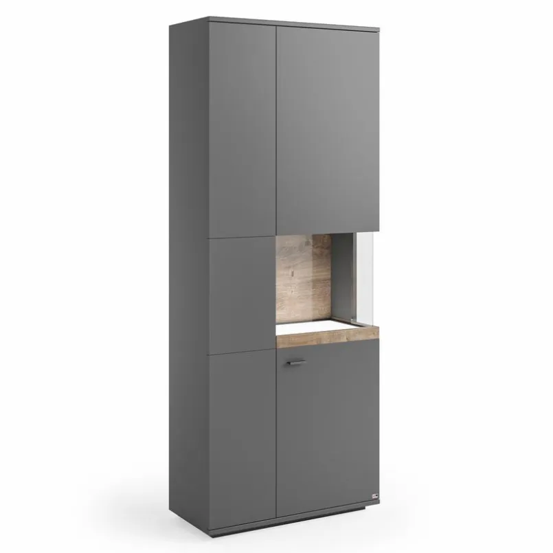set one by Musterring Vitrinen|Vitrinen-Vitrine Lancaster Grau / Eiche