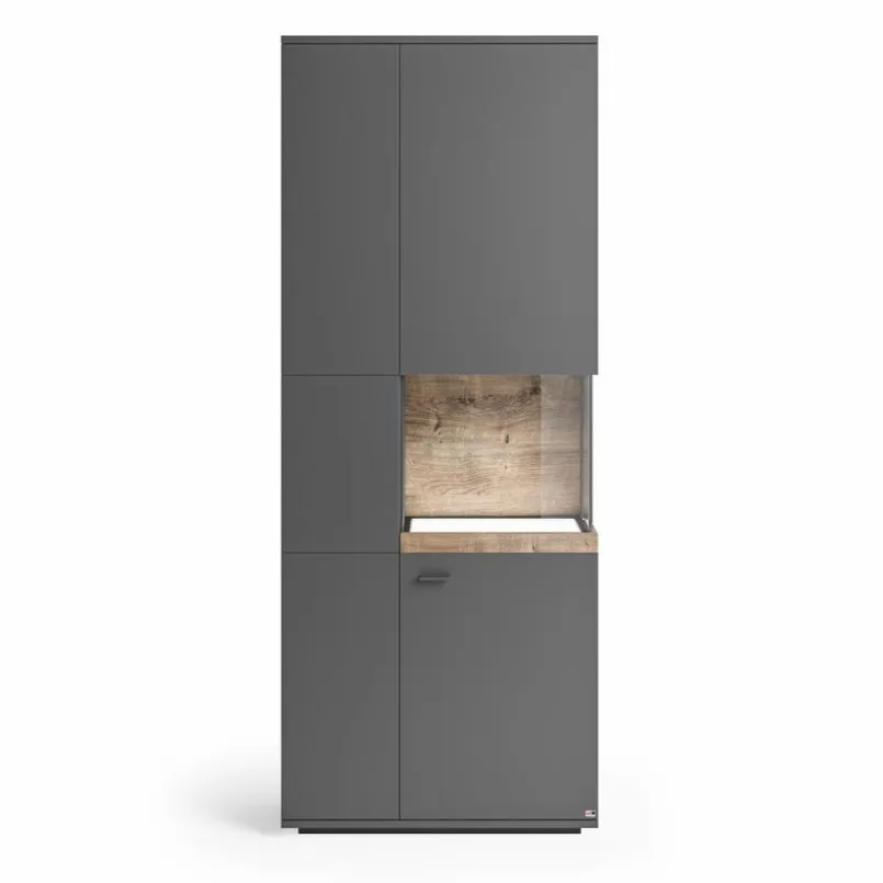 set one by Musterring Vitrinen|Vitrinen-Vitrine Lancaster Grau / Eiche