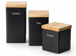 Continenta Vorratsdosen|Kaffee & Tee-Vorratsdose 10 x 10 x 20,5 cm Schwarz