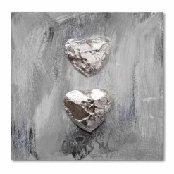 Bilder Ohne Rahmen-Wandbild 30 x 30 cm 2 Herzen Grau
