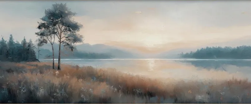 Bilder Mit Rahmen|EUROART Wandbild 50 x 120 cm Atmospheric Landscape X Blau