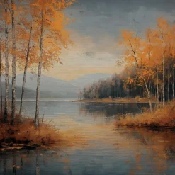 EUROART Bilder Ohne Rahmen-Wandbild 50 x 50 cm Autumn Landscape IV Gold