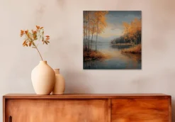 EUROART Bilder Ohne Rahmen-Wandbild 50 x 50 cm Autumn Landscape IV Gold