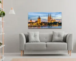 Bilder Nach Themen|EUROART Wandbild 55 x 115 cm Cologne panorama VI Blau