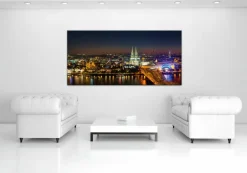EUROART Bilder Nach Themen-Wandbild 55 x 115 cm Cologne panorama II Blau