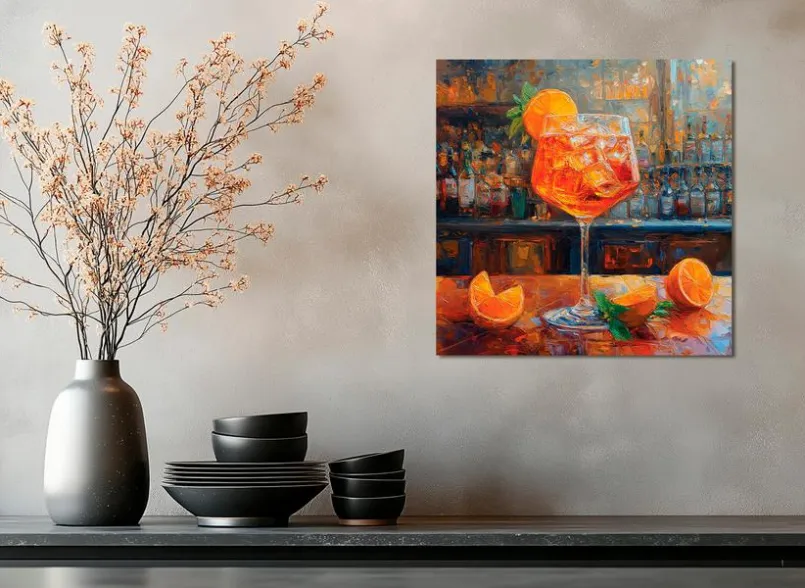 EUROART Bilder Ohne Rahmen-Wandbild 55 x 55 cm Colourful Cocktails XI Orange